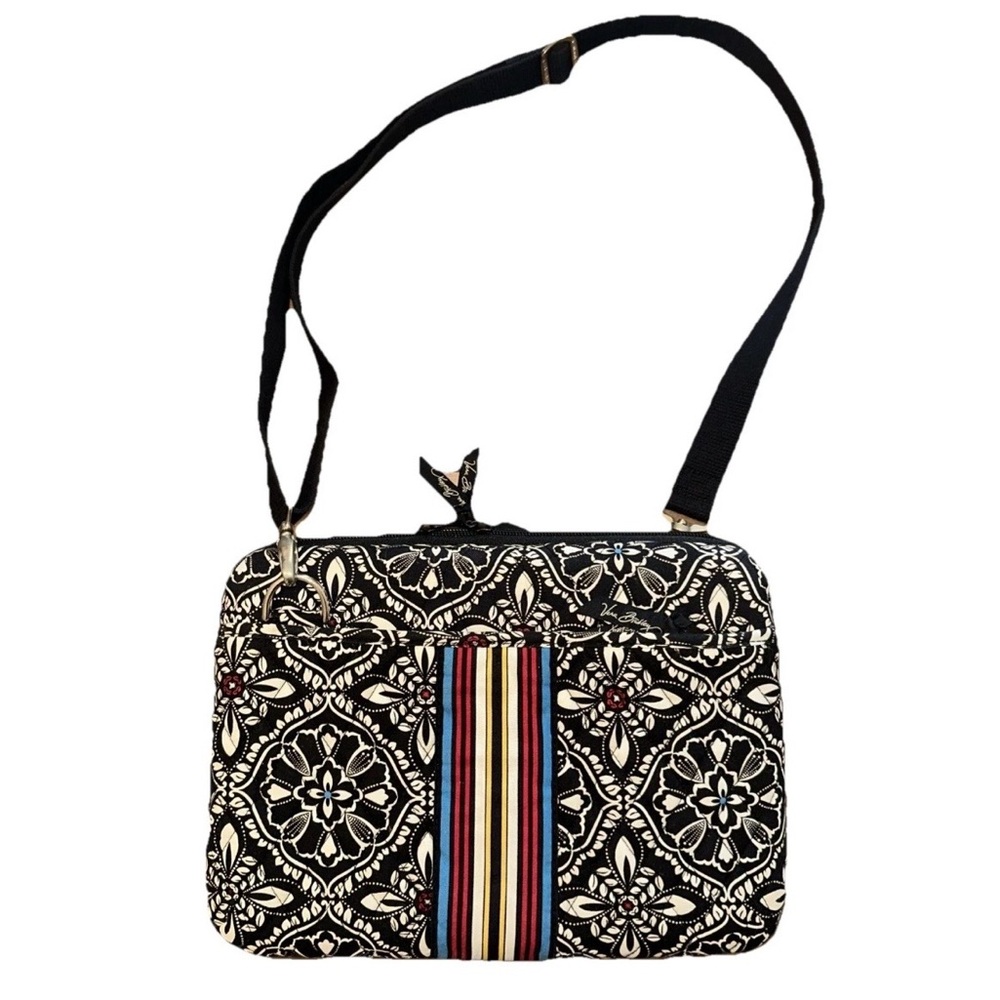 Vera Bradley Black Floral Crossbody Hard Shell Tablet Laptop Case W/Divider